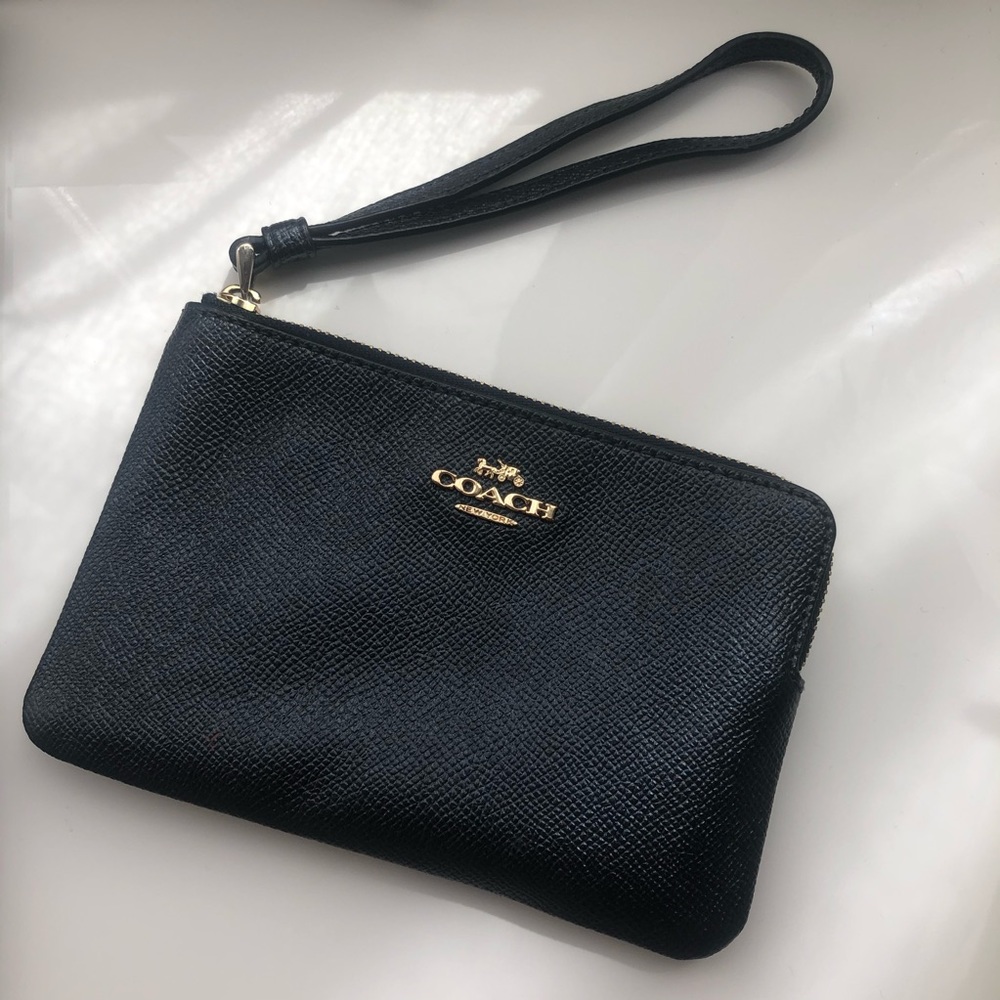 Navy coach wristlet wallet